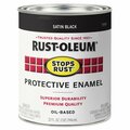 Rust-Oleum Stops Rust Brush Paint, Black Satin Quart 7777502